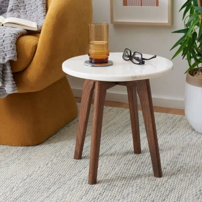 Safavieh Marini Round Marble End Table In White