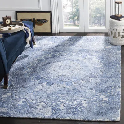 Safavieh Marquee Hand Made Area Rug, Blue / Ivory Traditional Style Non-shedding