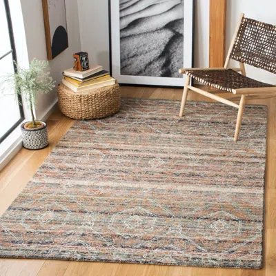 Safavieh Marquee Hand Made Area Rug, Grey / Rust Bohemian Style Non-shedding In Gray