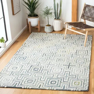 Safavieh Marquee Hand Made Area Rug, Ivory / Blue Modern Style Non-shedding In Gray