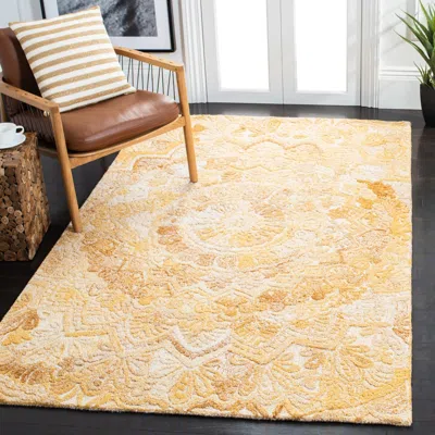 Safavieh Marquee Hand Made Area Rug, Yellow / Ivory Traditional Style Non-shedding
