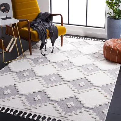 Safavieh Marrakesh Machine Made Area Rug, Ivory / Grey Bohemian Style Easy Care In Gray