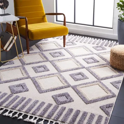 Safavieh Marrakesh Machine Made Area Rug, Ivory / Grey Contemporary Style Easy Care In Gray