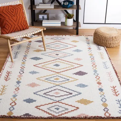 Safavieh Marrakesh Machine Made Area Rug, Ivory / Multi Bohemian Style Easy Care In White