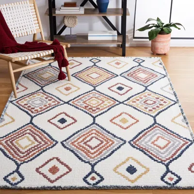 Safavieh Marrakesh Machine Made Area Rug, Ivory / Multi Bohemian Style Easy Care In White