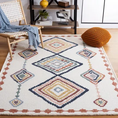 Safavieh Marrakesh Machine Made Area Rug, Ivory / Multi Bohemian Style Easy Care In White