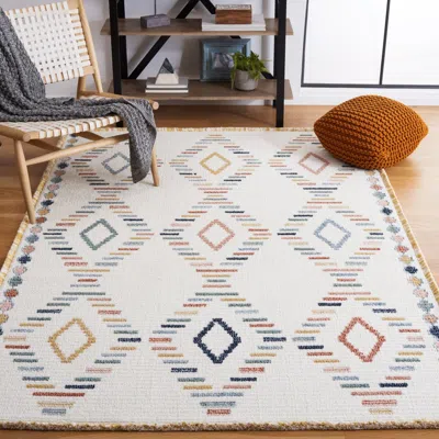 Safavieh Marrakesh Machine Made Area Rug, Ivory / Multi Bohemian Style Easy Care In White