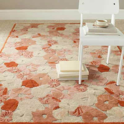 Safavieh Martha Stewart Hand Made Area Rug, Cayenne Red Country Floral Style Non-shedding In Orange
