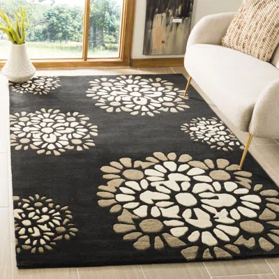 Safavieh Martha Stewart Hand Made Area Rug, Silhouette Contemporary Style Non-shedding In Black