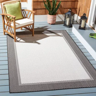 Safavieh Martha Stewart Indoor Outdoor Machine Washable Area Rug, Ivory / Charcoal Contemporary Style Easy Ca In Neutral