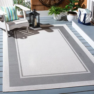 Safavieh Martha Stewart Indoor Outdoor Machine Washable Area Rug, Ivory / Grey Contemporary Style Easy Care In Gray