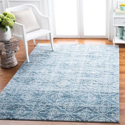 Safavieh Martha Stewart Isabella Machine Made Area Rug, Denim Blue / Ivory Traditional Style Easy Care