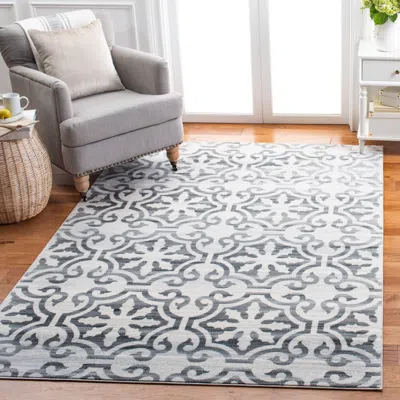 Safavieh Martha Stewart Isabella Machine Made Area Rug, Grey / Ivory Traditional Style Easy Care In Blue