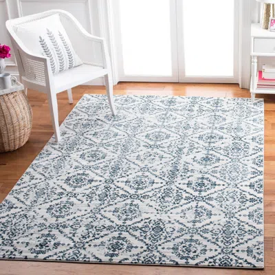 Safavieh Martha Stewart Isabella Machine Made Area Rug, Navy / Ivory Traditional Style Easy Care In Blue