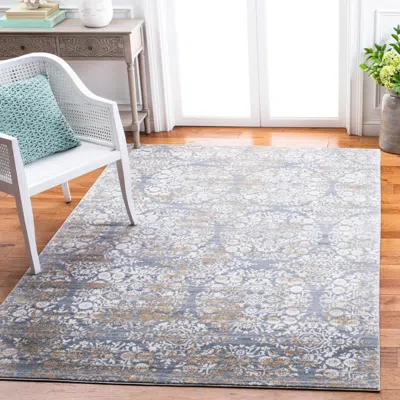 Safavieh Martha Stewart Isabella Machine Made Area Rug, Silver / Ivory Traditional Style Easy Care In Gray