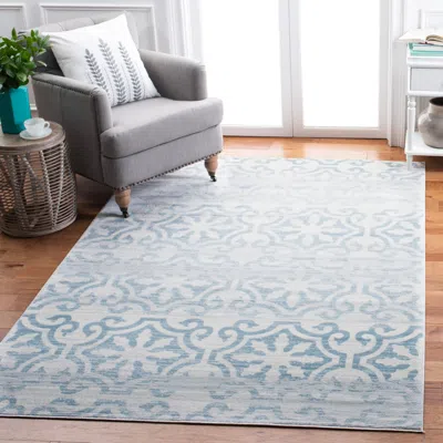 Safavieh Martha Stewart Isabella Machine Made Area Rug, Turquoise / Ivory Traditional Style Easy Care In Blue