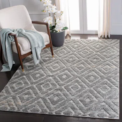 Safavieh Martha Stewart Lucia Shag Machine Made Area Rug, Dark Grey / Light Grey Modern Style Easy Care In Gray