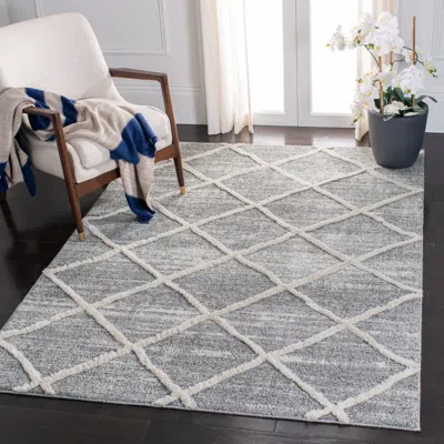 Safavieh Martha Stewart Lucia Shag Machine Made Area Rug, White / Light Grey Modern Style Easy Care In Gray