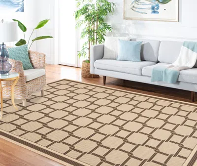 Safavieh Martha Stewart Machine Made Area Rug, Cream / Chocolate Contemporary Style Easy Care