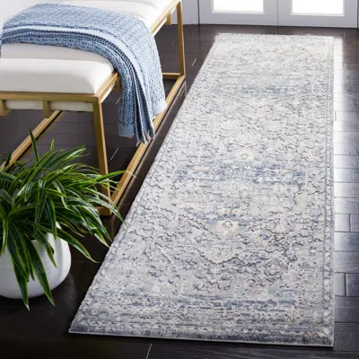 Safavieh Martha Stewart Machine Made Area Rug, Ivory / Grey Traditional Style Easy Care In Gray