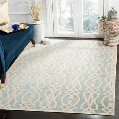 Safavieh Martha Stewart Machine Made Area Rug, Rainwater Contemporary Style Easy Care In Blue