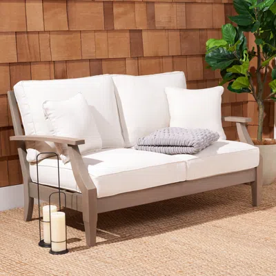 Safavieh Martinique Wood Patio Loveseat In Brown