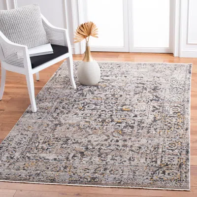 Safavieh Mayflower Machine Made Area Rug, Grey / Gold Transitional Style Easy Care In Gray