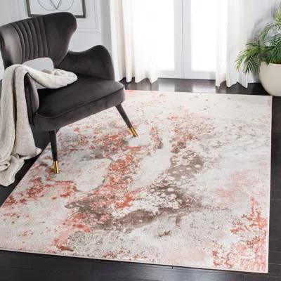Safavieh Meadow Machine Made Area Rug, Beige / Pink Contemporary Style Easy Care In Multi