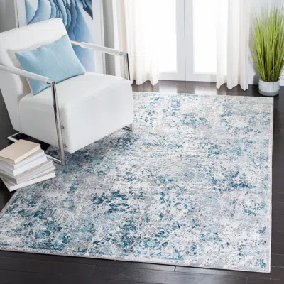 Safavieh Meadow Machine Made Area Rug, Grey / Blue Transitional Style Easy Care