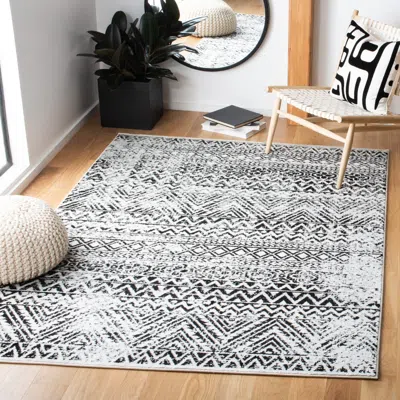 Safavieh Mercer Machine Made Area Rug, Ivory / Charcoal Bohemian Style Easy Care In Gray