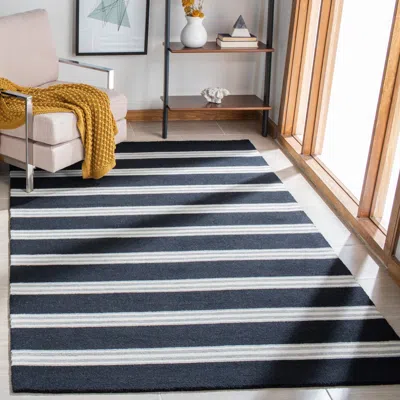 Safavieh Metro Hand Made Area Rug, Black / Ivory Contemporary Style Non-shedding In Blue