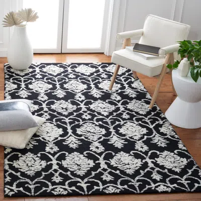 Safavieh Metro Hand Made Area Rug, Black / Ivory Traditional Style Non-shedding