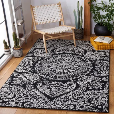 Safavieh Metro Hand Made Area Rug, Black / Ivory Traditional Style Non-shedding