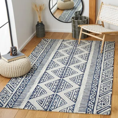 Safavieh Metro Hand Made Area Rug, Blue / Ivory Bohemian Style Non-shedding