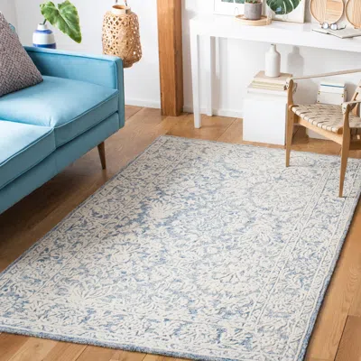Safavieh Metro Hand Made Area Rug, Blue / Ivory Traditional Style Non-shedding In White