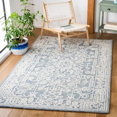 Safavieh Metro Hand Made Area Rug, Blue / Ivory Traditional Style Non-shedding