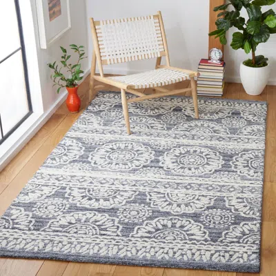 Safavieh Metro Hand Made Area Rug, Grey / Ivory Bohemian Style Non-shedding In Blue