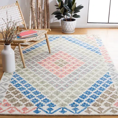 Safavieh Metro Hand Made Area Rug, Ivory / Blue Bohemian Style Non-shedding In Multi
