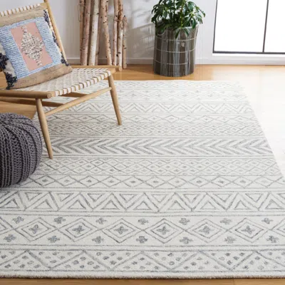 Safavieh Metro Hand Made Area Rug, Ivory / Grey Bohemian Style Non-shedding In Blue