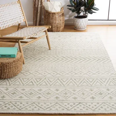 Safavieh Metro Hand Made Area Rug, Ivory / Light Green Bohemian Style Non-shedding In Neutral