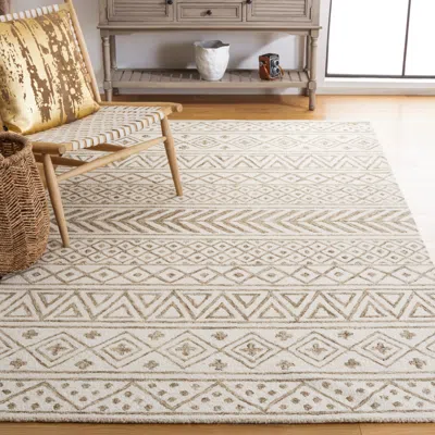 Safavieh Metro Hand Made Area Rug, Ivory / Sage Bohemian Style Non-shedding In Gray