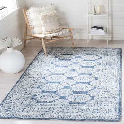 SAFAVIEH METRO HAND MADE AREA RUG, NATURAL / BLUE TRADITIONAL STYLE NON-SHEDDING