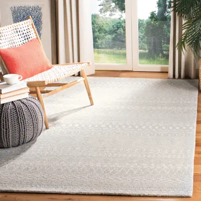 Safavieh Micro-loop Hand Made Area Rug, Aqua / Ivory Bohemian Style Non-shedding In Gray