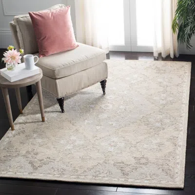 Safavieh Micro-loop Hand Made Area Rug, Beige / Grey Traditional Style Non-shedding In Neutral