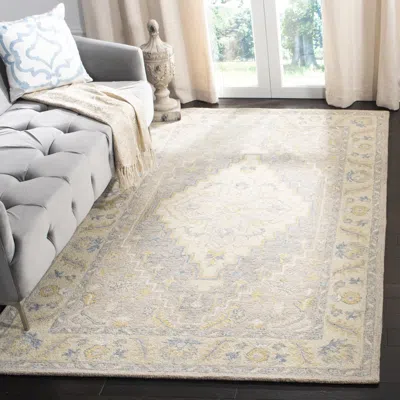 Safavieh Micro-loop Hand Made Area Rug, Beige / Grey Traditional Style Non-shedding In Gray
