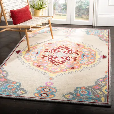 Safavieh Micro-loop Hand Made Area Rug, Beige / Orange Traditional Style Non-shedding In Multi