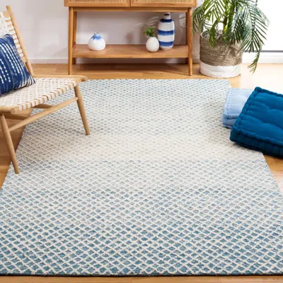 Safavieh Micro-loop Hand Made Area Rug, Blue / Ivory Contemporary Style Non-shedding