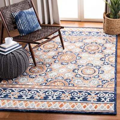 Safavieh Micro-loop Hand Made Area Rug, Brown / Blue Traditional Style Non-shedding