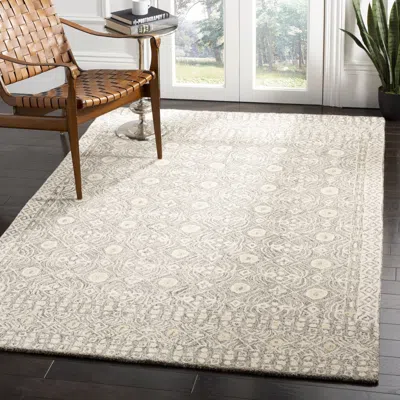 Safavieh Micro-loop Hand Made Area Rug, Charcoal / Ivory Bohemian Style Non-shedding In Gray