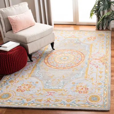 Safavieh Micro-loop Hand Made Area Rug, Green / Grey Traditional Style Non-shedding In Multi